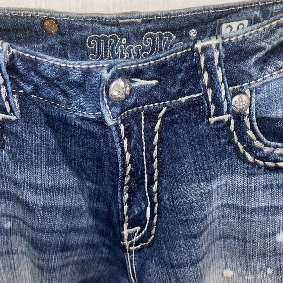 Miss Me Women’s Boyfriend Capris Sz 30x26 Blue Distressed Western Rodeo Cowgirl - Picture 3 of 12